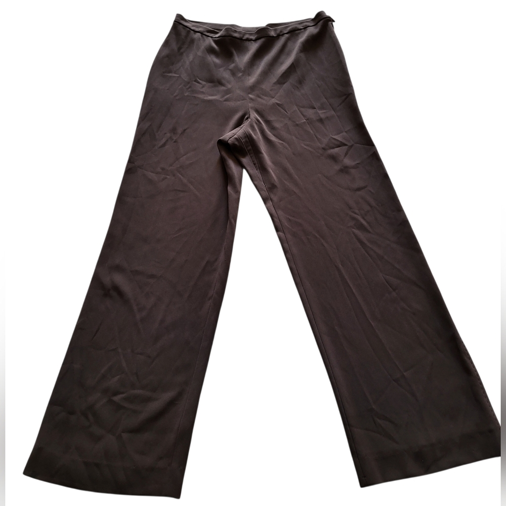 Pre-own Max Mara Women Dress Pants Brown Zip 70% Triacetate 30%Polyester Size 12